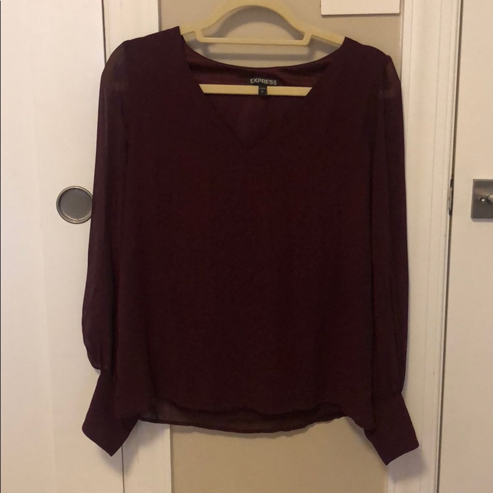 Burgundy long sleeve blouse